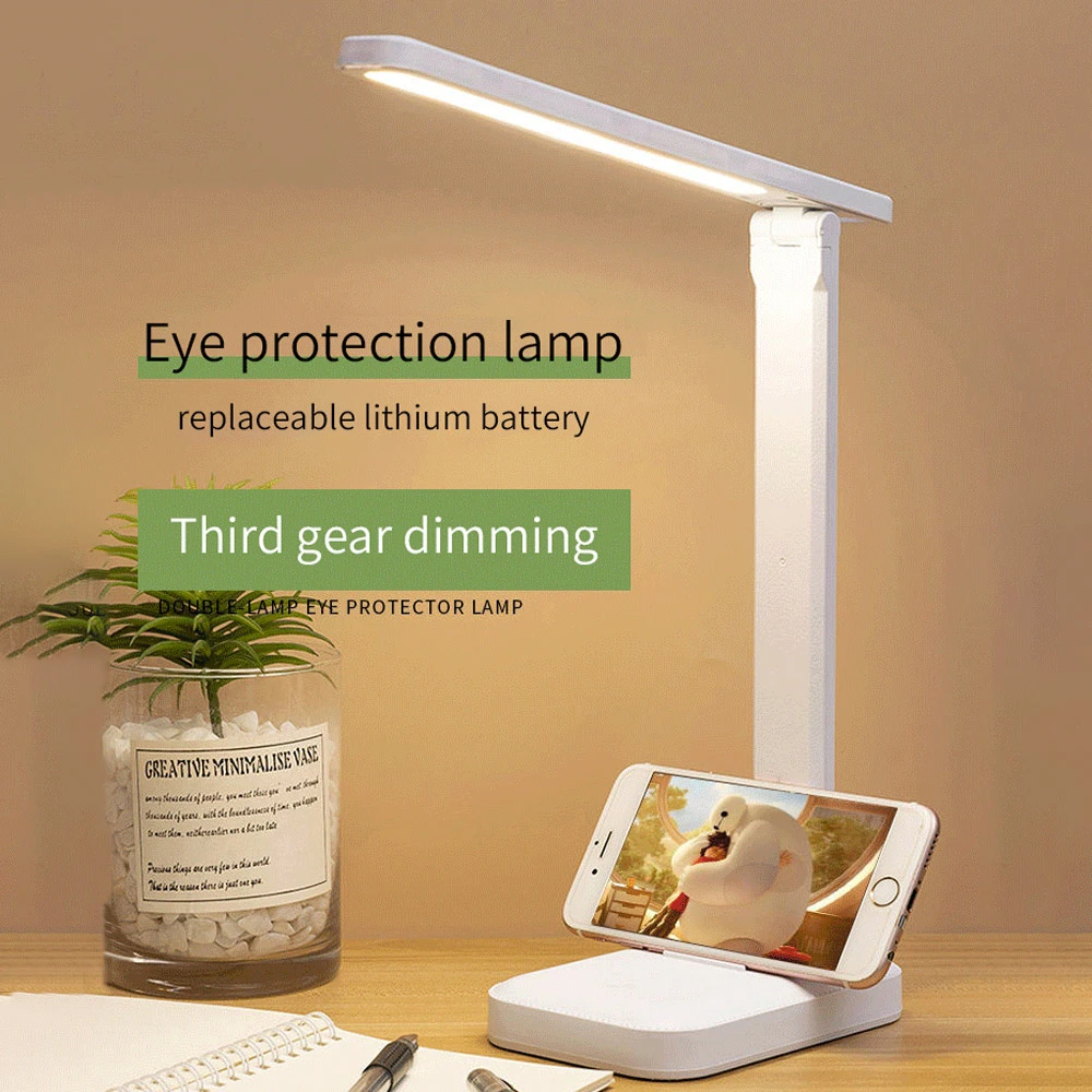

Led Desk Lamp 3 Color Stepless Dimmable Touch Foldable Table Lamp Bedside Reading Eye Protection Night Light DC5V USB Chargeable