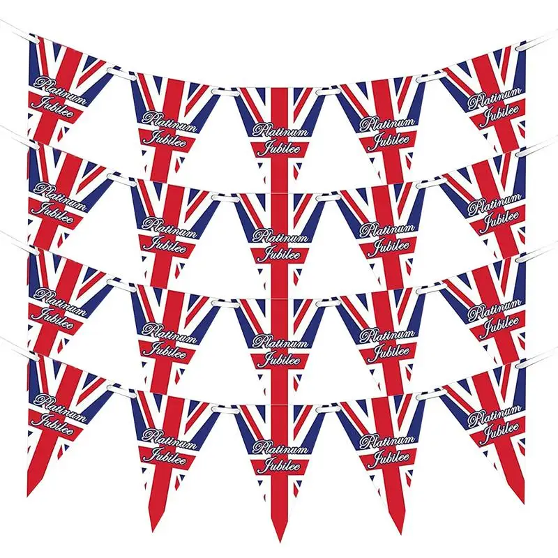 

Queen Platinum Jubilee Flags Union Jack Vintage British Union Jack Patriotic Themed Bunting Banner 20 Flags For Queens Platinum