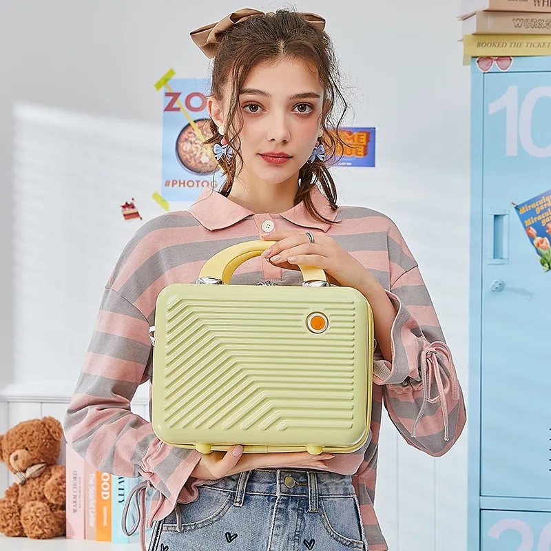 New Carrying Case Portable Makeup Storage Suitcase 14 inch Small Hand Luggage Lightweight Mini Travel Boarding Box for Women