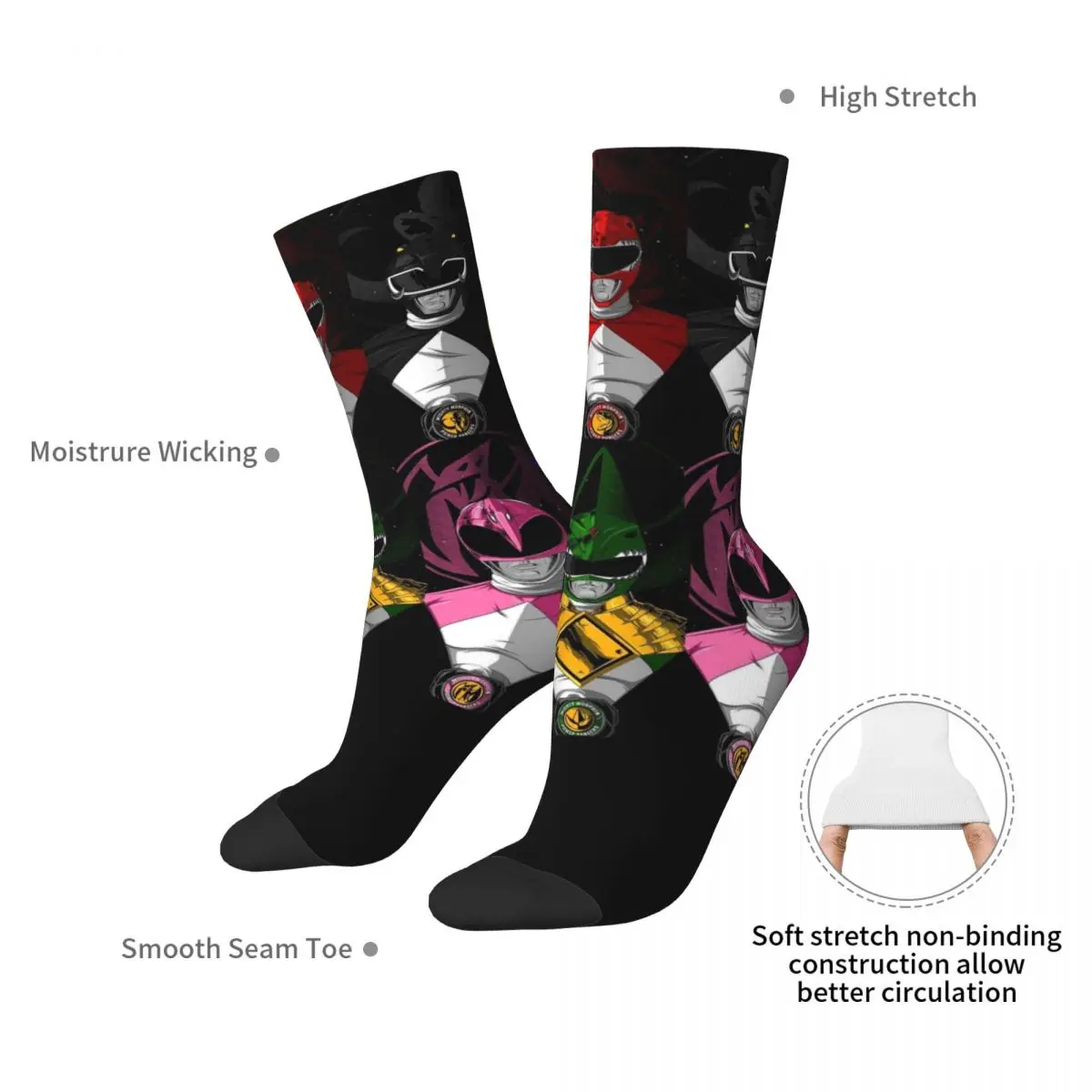Носки Mighty Morphin Power Ranger впитывающие пот чулки в стиле Харадзюку всесезонные