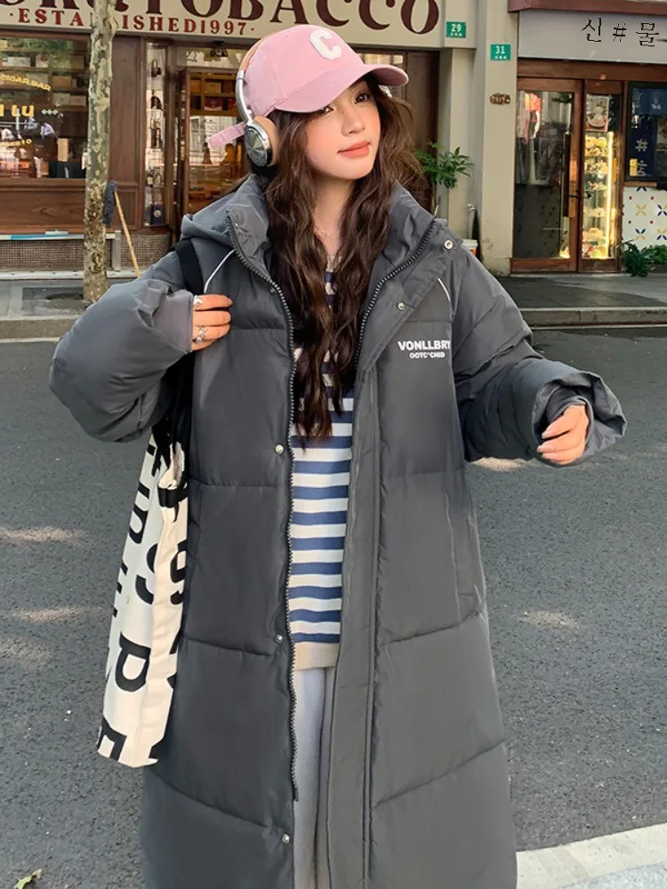 Гонконгский пуховик пуховое пальто средней длины выше колена утолщенная