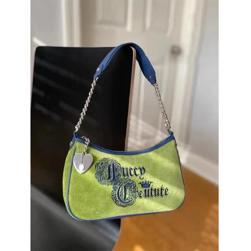 

Medieval Bag Green Grass Green Color Matching Macaron Sweet Spice Girl Same Style One Shoulder Underarm Bag Girl Luxury Bag