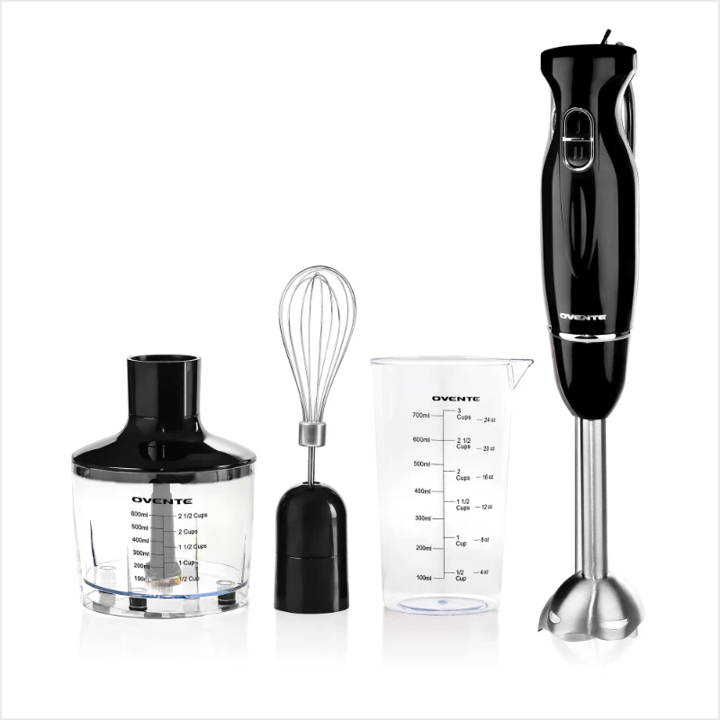 

Immersion Electric Hand Blender 300 Watt Power 2 Mix Speed with Stainless Steel Blades Handheld Stick Mixer Set with Egg Whisk