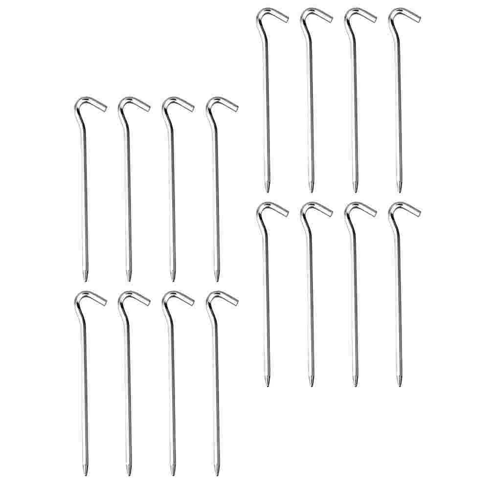 

16Pcs Tent Stake Camping Tent Pegs Aluminum Alloy Ground Nail Hexagon Stake (Silver)