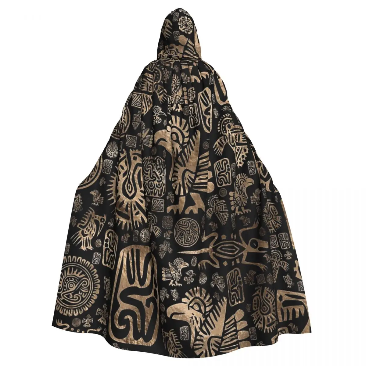 

Черно-Золотая накидка с капюшоном, украшенная оригинальными американскими орнаментами, для Хэллоуина, для косплея, для женщин и мужчин, для взрослых, Длинная накидка-чудо