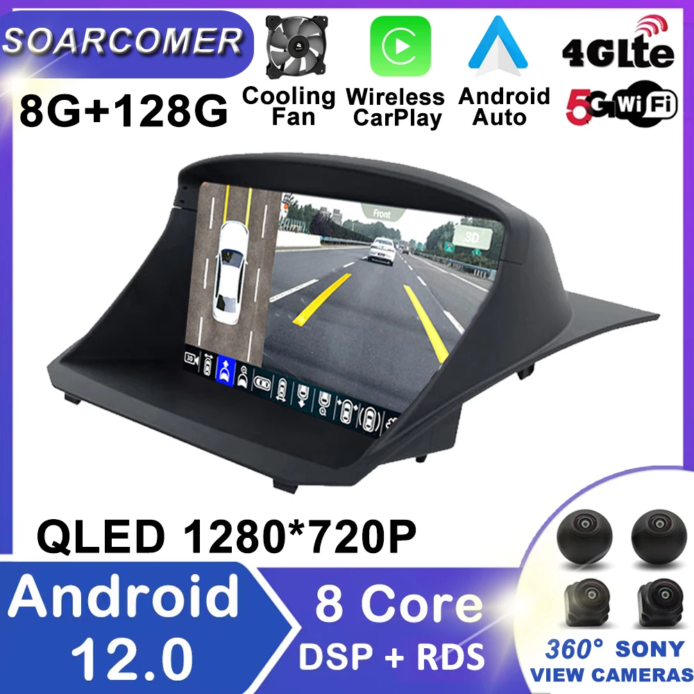 

Автомагнитола 2 Din на Android 12 для Ford Fiesta 2009-2014, мультимедийная стереосистема, навигация Carplay, GPS, DSP, DVD-плеер, Bluetooth