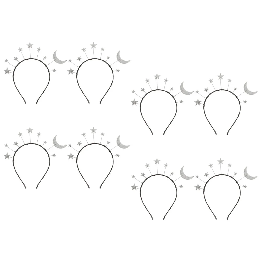 

8 Pcs Star Moon Headband Children Shape Hairband Decorative Headdress Alloy Kids Hoops Glitter Bride Princess