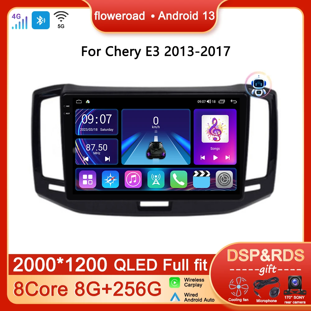 

Автомобильный радиоприемник, мультимедийный плеер Android для Chery E3 2013, 2014, 2015, 2016, 2017, навигация GPS, автомобильный Carplay, стерео 2 din, 4G, Wi-Fi, видео