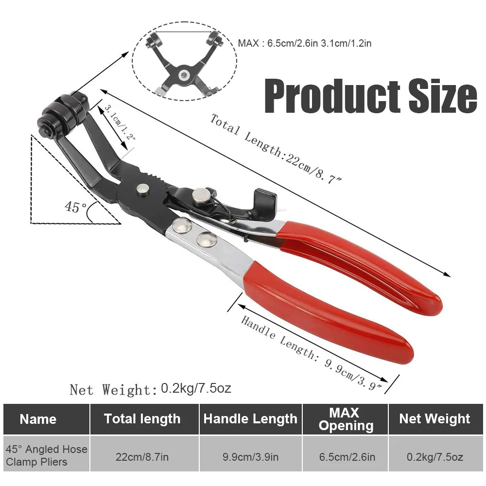45 ° Угловые плоскогубцы для зажима шланга с плоским ремнем инструмент удаления