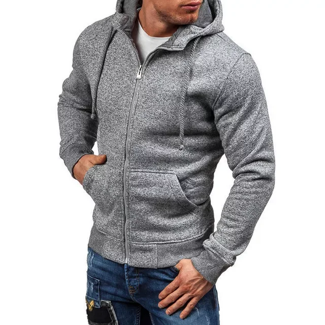 

2022NEW Autumn Men's Slim Fit Hoodies Sweatshirt Solid Color Hooded Zipper Coat Tracksuit Male Hoodies Sportswear Plus Size