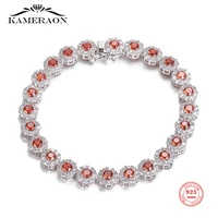 high quality orange white zircon silver color bracelets cz gemstone bangle for women party wedding stylish shiny charm bracelet