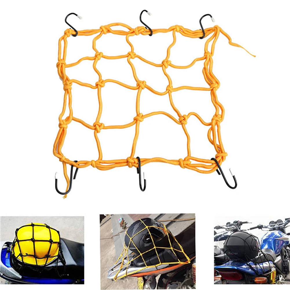 

High Quality Car Exterior Accessories Motorcycle Helmet Storage Mesh 30 X 30 Cm 6 Hook Number Elastic Rope + Metal