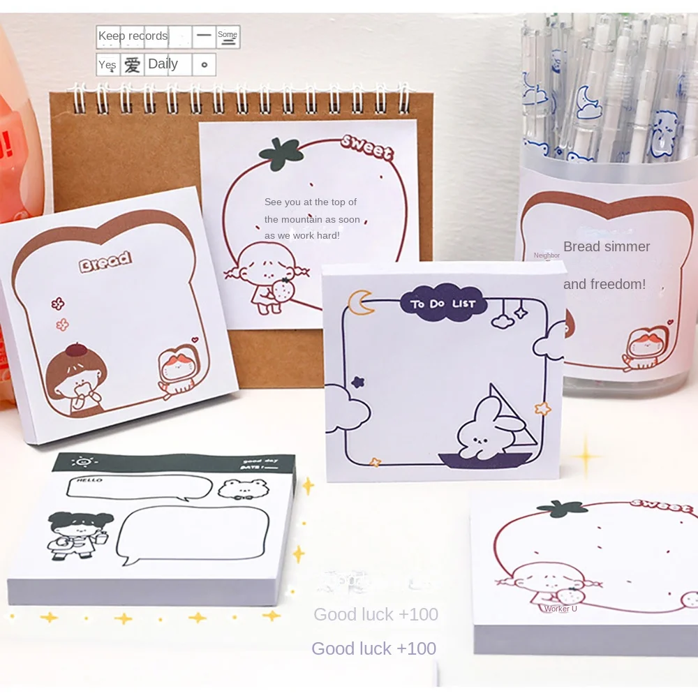 

50Sheets Simple Foodie Daily Memo Pad Student Notebook Message Mark Tearable Memo Sticky Note Office Accessory Kawaii Stationery