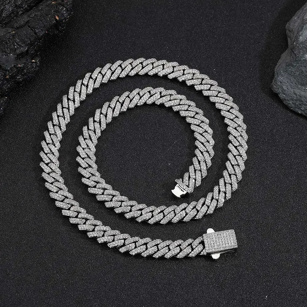 Фото Цепочка в стиле хип-хоп Cuban Link 8 мм, 2 ряда, тонкая, с подвеской из фианитов, для мужчин и женщин №5