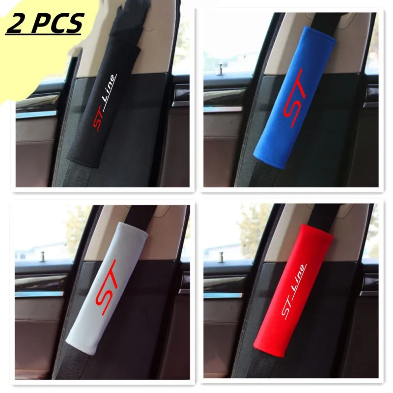 

2PCS Car accessories Seat Belt Leather Safety Belt Shoulder Cover for Ford ST LINE STLINE Mk3 Mk4 Focus Mustang GT Car Interior