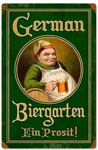 

Metal Signs Retro German Biergarten Vintage Tin Sign 8" x 12" Plaque Poster for Restaurants Kitchen Pub Bar Shop Man C