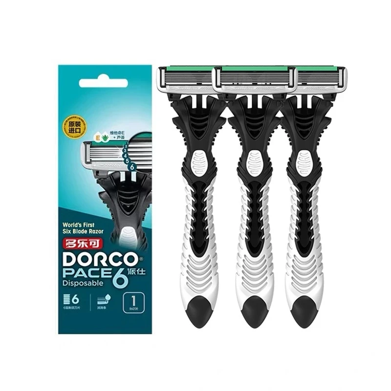 8pcs Best Original DORCO Shaver Pace 6-Layers Razor Blade Shaving Personal Stainless Steel Safety Razor Machine for Men