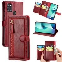 luxury leather zipper multi wallet case for samsung galaxy a21s flip case for galaxy a51 shell a71 a 31 21 11 a01 stand cover