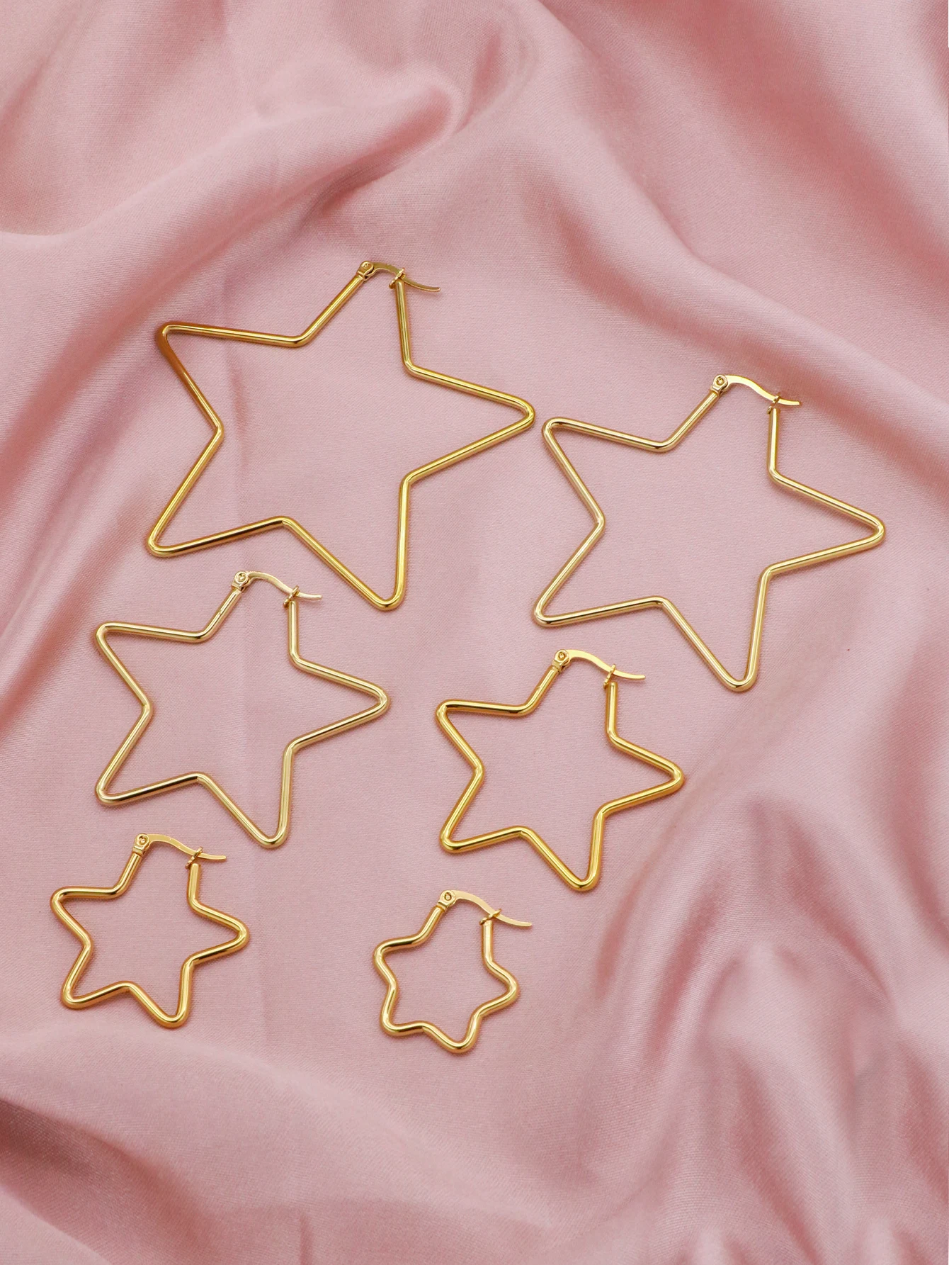 Серьги в форме пяти звезд Ekou ювелирные изделия из нержавеющей стали с двумя