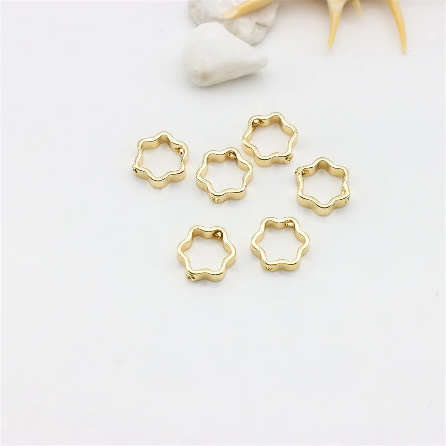 50pcs/Lot 8 9.5 10 13mm Geometric Double Hole Spacer Positioning Beads Handmake DIY Making Accessories Connectors for Jewelry