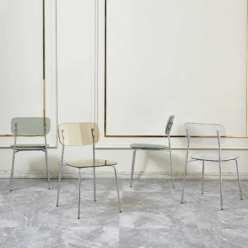 

Transparent Chair Photo Nordic Ins Back Home Acrylic Dining Chair Celebrity Makeup Stool Negotiation Table Crystal Chair