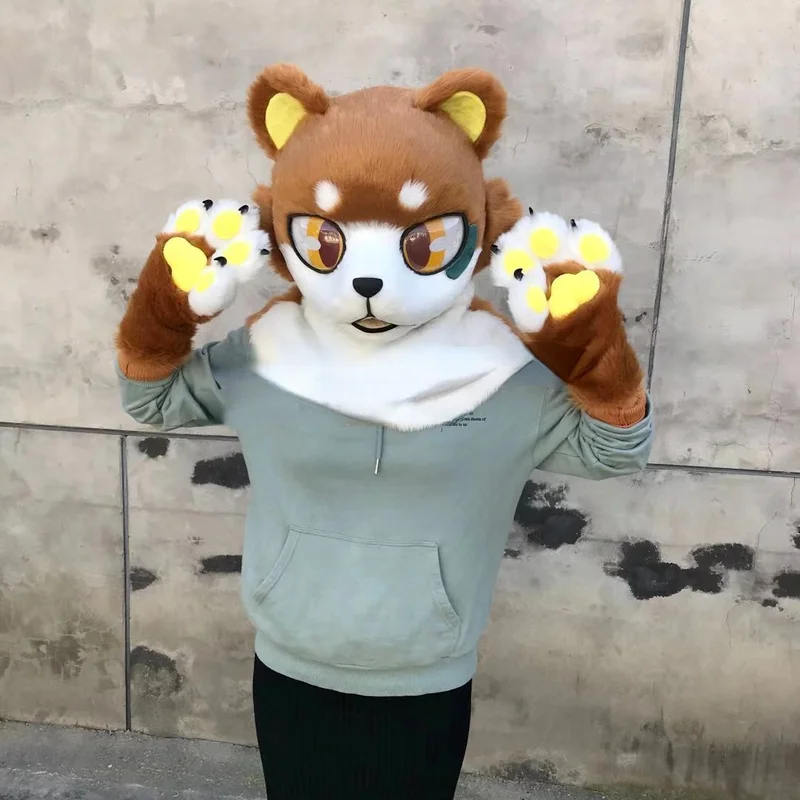 Пушистый костюм с головой животного пушистый на заказ голова Хэллоуин Рождество