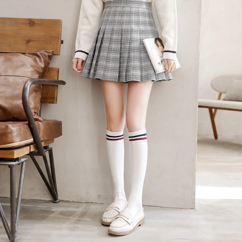 Knee Length Socks Female Japanese Long Socks College Style Student Mid-Length Sock Calf Socks Long Tube Lengthened High Tube Bun