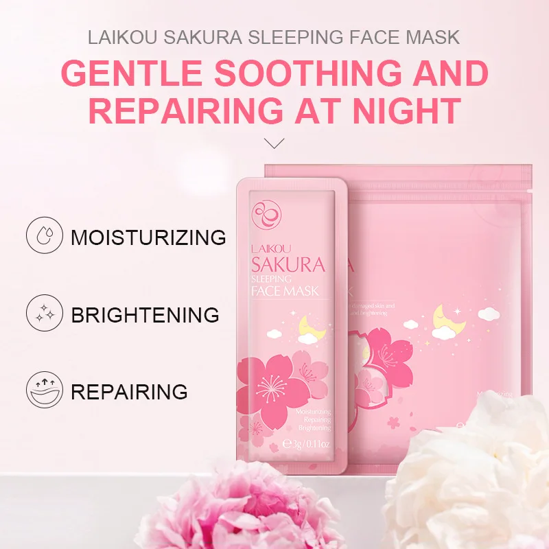 

10-pack 3g Cherry Blossom Sleeping Mask Moisturizing Moisturizing Stay Up Late Brightening Firming Skin Gentle Repair