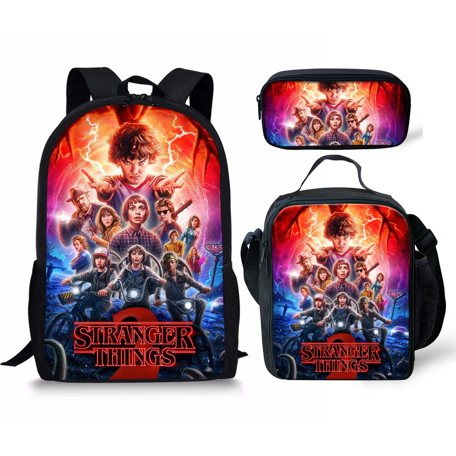 Stranger Thing Printing Pattern Backpacks & Pencil Bag & Lunch Bag Personalized Kids Daypack New Design Rucksack for Teenager