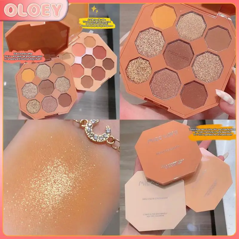 

Shimmer Shiny Sequins Glitter Matte Eyeshadow 1pcs Peach Pink Brown Eyeshadow 9 Color Eye Shadow Palette Brighten Sparkling Eyes