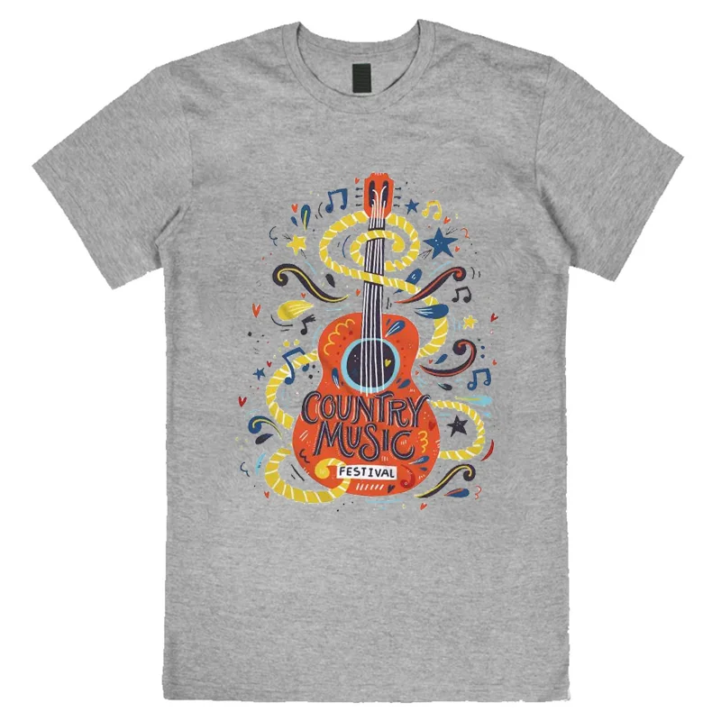 100% bawełna oddychająca koszulka damska z okrągłym dekoltem nadruk gitarą kreskówkową na co dzień w stylu dojeżdżającym do pracy 2024