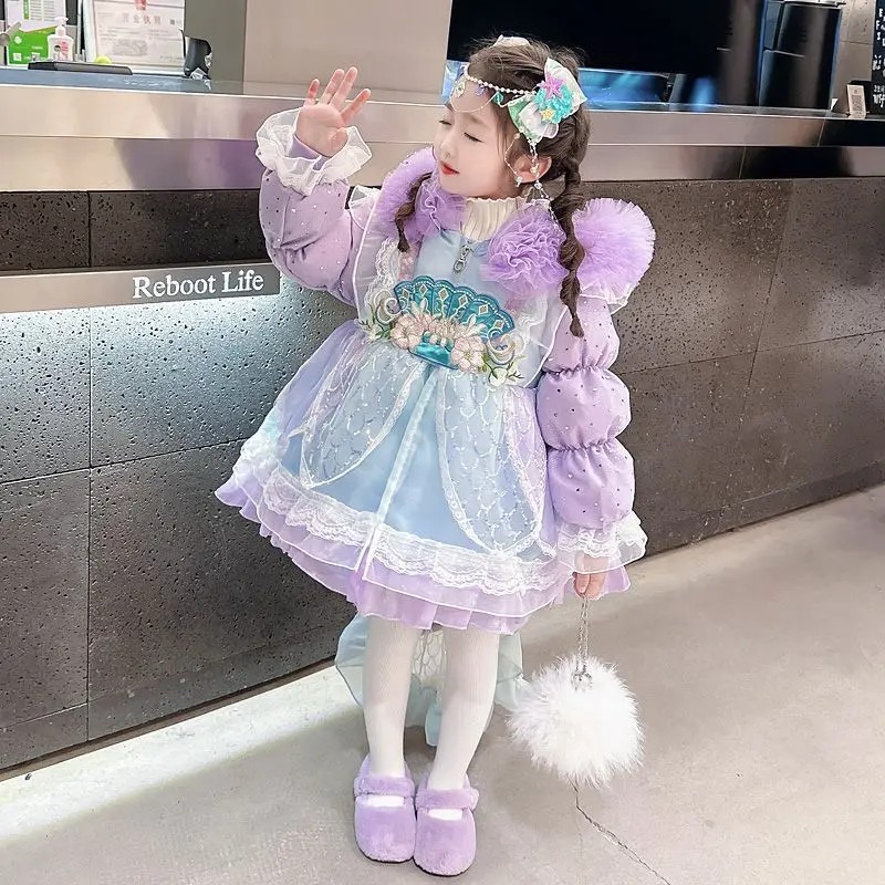 Kids Clothes Warm Warm Winter Thick Baby Girls Spanish Lolita Christmas Sweet Princess Ball Gown Layered Snow Long Jacket Coat (art.: 3920cba9ca92f) - 3920cba9ca92f