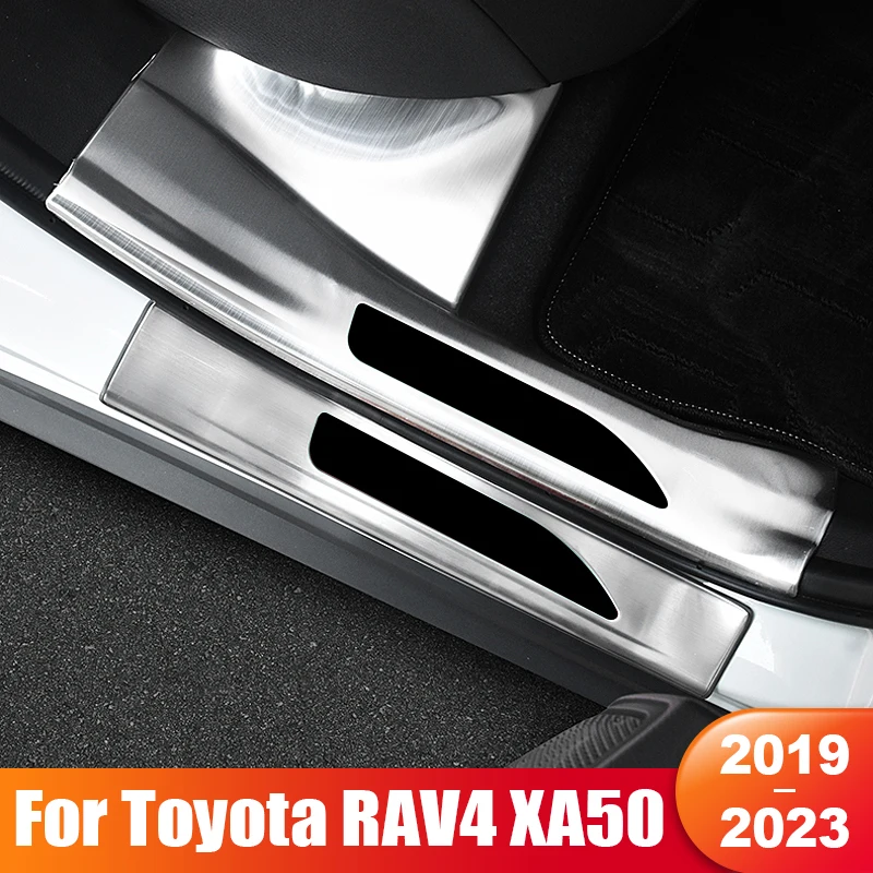 

For Toyota RAV4 XA50 2019 2020 2021 2022 2023 RAV 4 XA 50 Stainless Steel Car Door Sill Scuff Protector Cover Trim Accessories