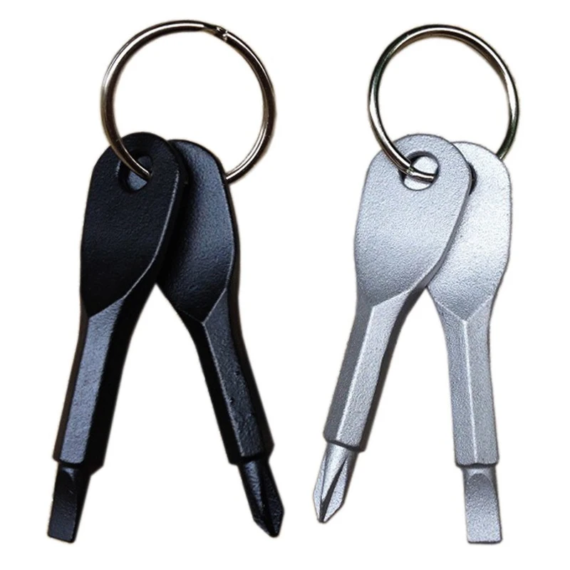 

Portable Slotted + Phillips Screwdriver with Key Ring keyring Hike Outdoor Multi Mini Pocket Repair Tool