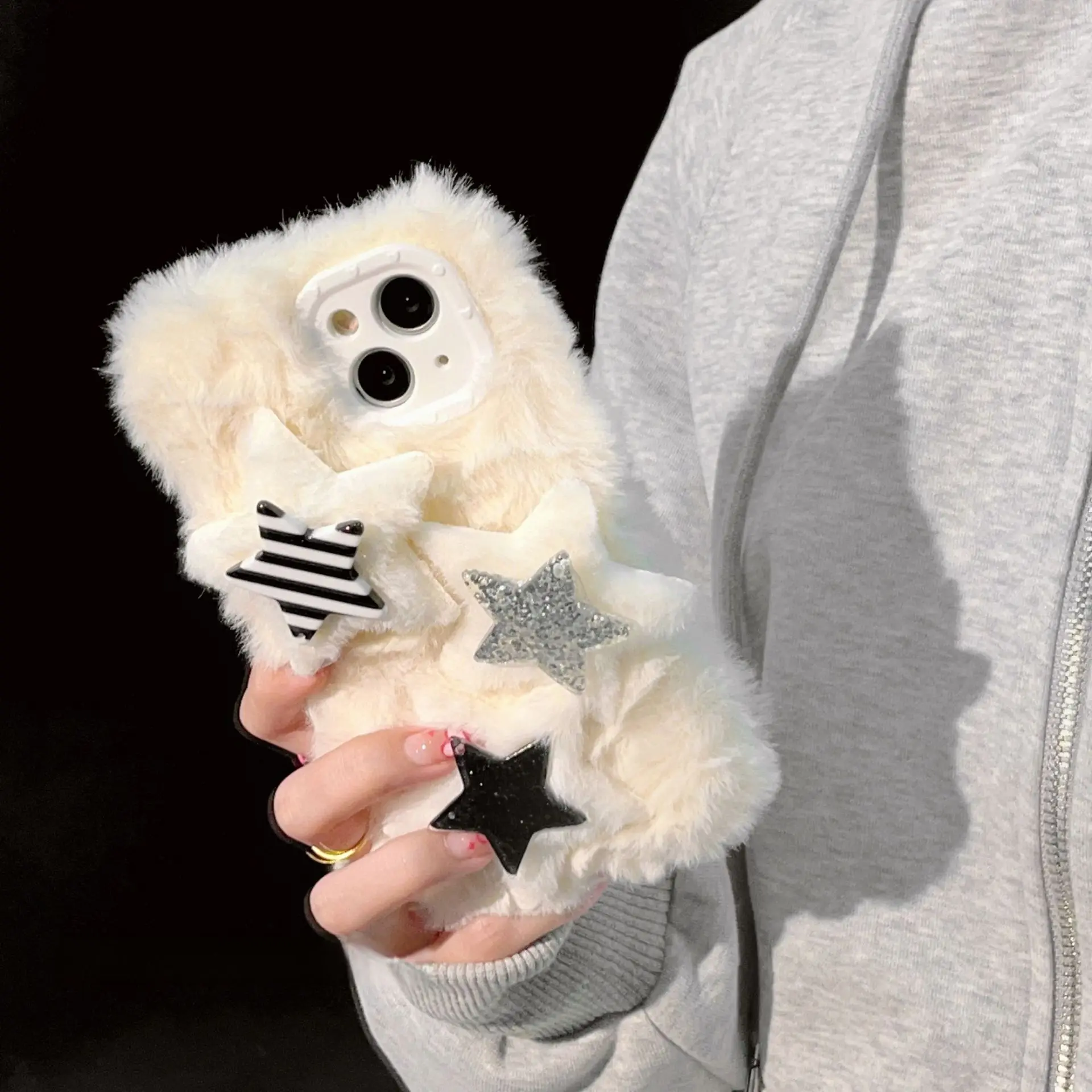 

New sweet cool plush star for iphone13promax Apple 14 phone case new 12 female lovers 14 soft shell plush phone case