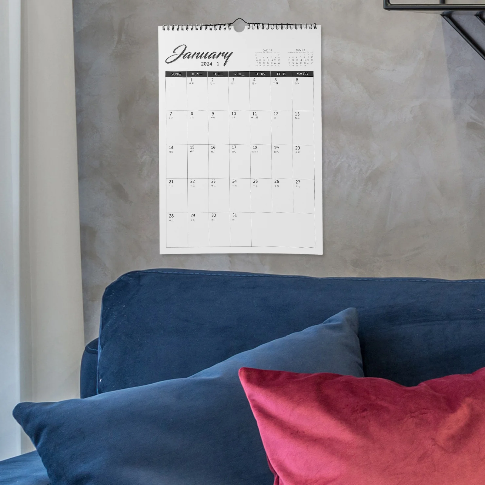 

Wall Monthly Calendar Delicate Hanging Mounted Office Paper Small Supplies Dating Planning