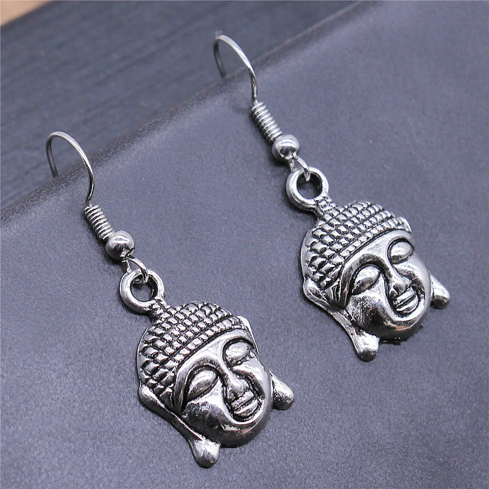 

Buddha Earrings Ear Stud Drop Tassel Chain Handmade,Silver Color,Women Jewelry Accessory Pendant Gift Wholesale