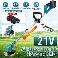 electric lawn mower 21v cordless grass trimmer length adjustable cutter household garden tools compatible makita 18v battery