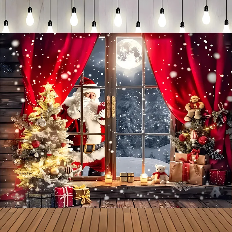 Christmas Day Flower Wreath Photography Backdrops Props Indoor Decoration Winter Wonderful Xmas Eve New Year Background RD-50