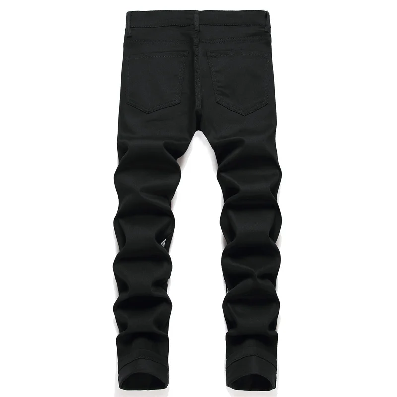 Men's Colorful Graffiti Printed Jeans Y2K Colorful Slim Fit Tapered Elastic Casual Pants Fashion Street Clothing Small Foot Pant