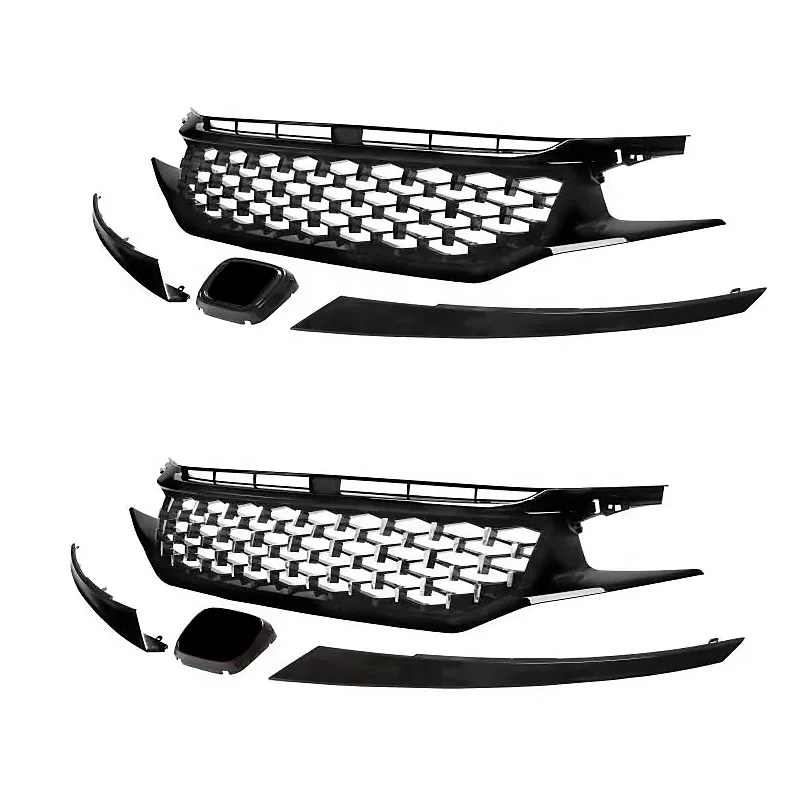 Автомобильная решетка для Honda Civic 2016-2019 Golssy черная переднего бампера АБС-пластик