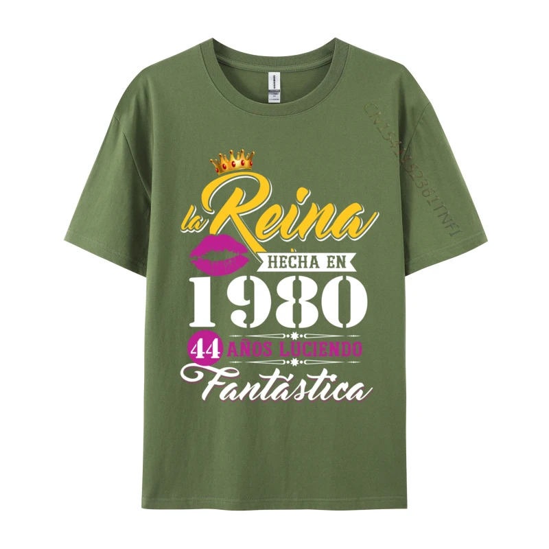 Normal T-Shir 44th Birthday Spanish Awesome Queen Made In 1980 T-shirts Comfortable Pure Cotton Man T-Shirt Casual Tops Shirts