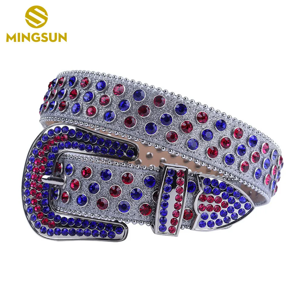 Rhinestone Studded Belt for Men Women Western Leather Belt for Cowgirl Cowboy Vintage Bling Belt for Pants Dress Fashion Belt