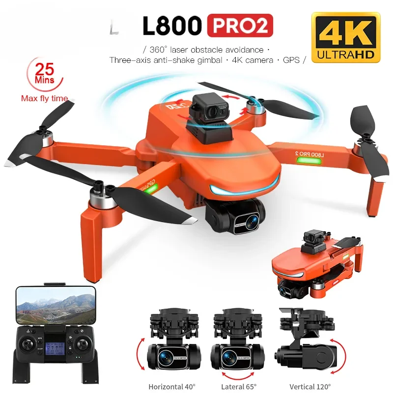 

RC Quadcopter L800 Pro Obstacle Avoidance Brushless Motor Drone 4K Professional FPV With Camera 3-Axis Gimbal 5G WIFI Dron