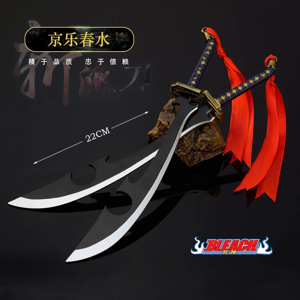 22 см Bleach аниме реплика Zanpakuto Katen Kyokotsu меч металлическая модель оружия Shunsui Kyoraku Blade