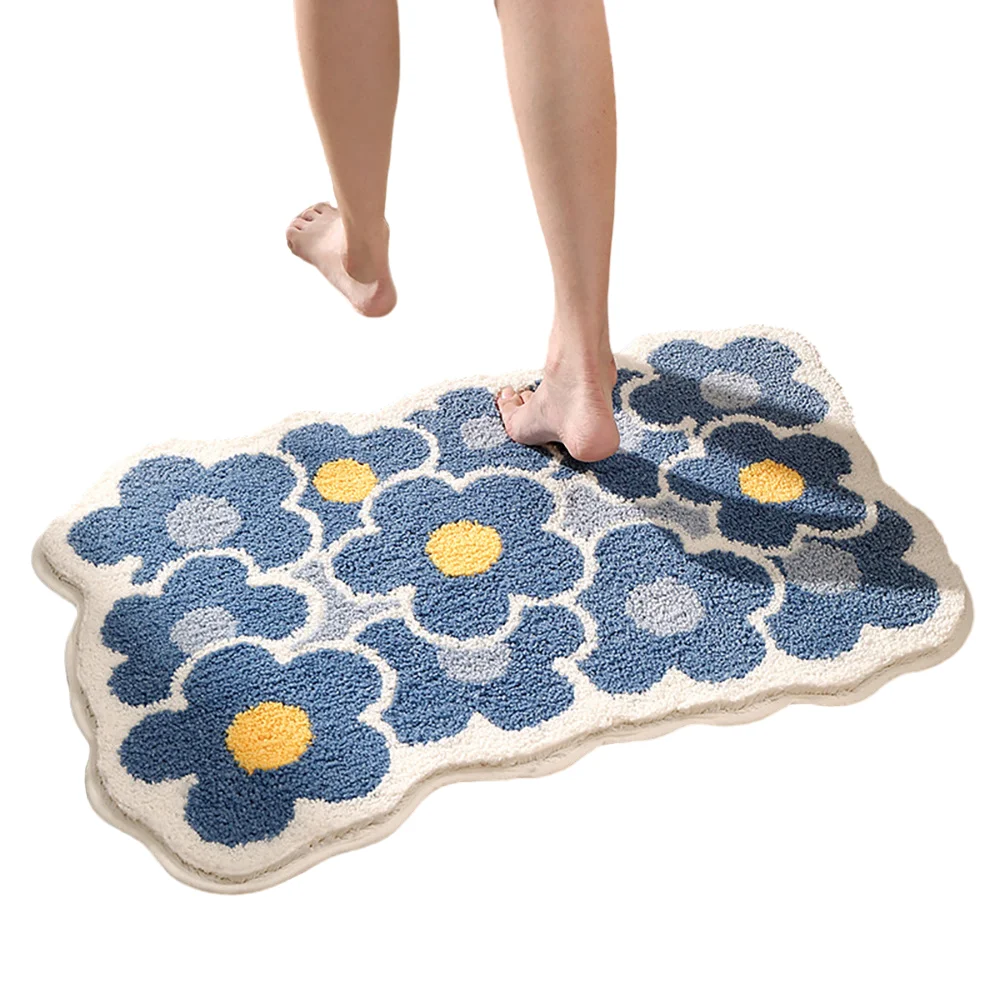 

Inyahome Rug Bath Mat Ultra Soft Cute Flower Floor Mat Bathroom for Home Decorations Absorbent Non-Slip Door Mat for Entrance