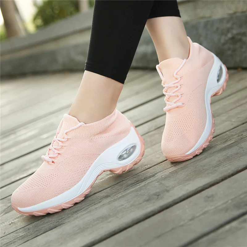 JIEMIAO Fashion Women Running Shoes Socks Sneakers Lightweight Sports Shoes Breathable Outdoor Comfort Jogging Leisure Shoes