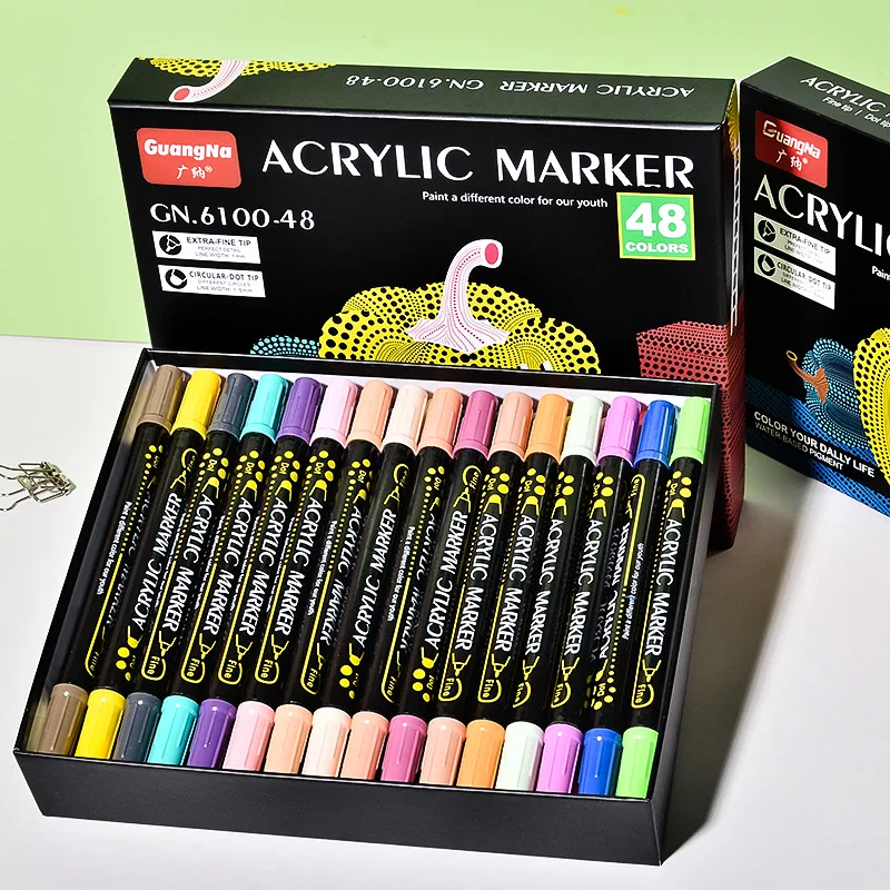 36 Colors Acrylic Paint Marker Pens, Extra Fine and Dots Tip, for Rock Painting, Mug, Ceramic, Glass, Wood, Fabric,Canvas,Metal