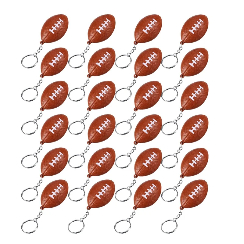 

24 Pack Football Keychains,Mini Rugby Stress Ball Keychains,Sports Ball Keychains,School Carnival Reward For Boy Girls