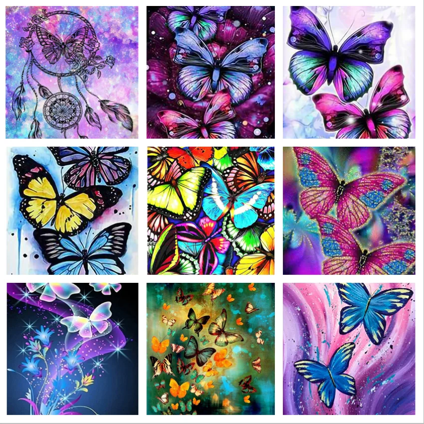 

Полноразмерная Алмазная 5d картина AB diamond с бабочками, цветочным узором, бархатная картина, алмазная вышивка, украшения для дома